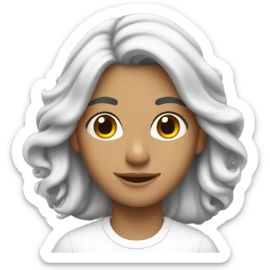 Blanca,con cabello largo,Ondulado y castaño sticker