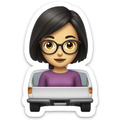 Truck and girl with glasses and dark hair sticker