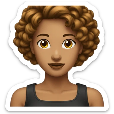 cheveux long noir bronzé femme sticker