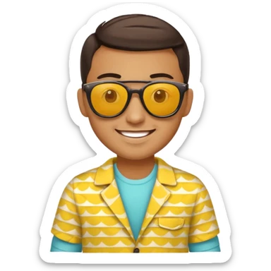 fotographer with yellow patterned summer clothes and sun glasses sticker