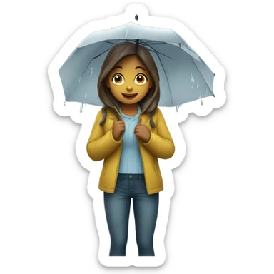 Girl in the rain  sticker