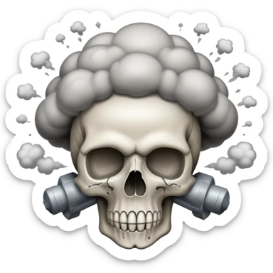 Взорванный череп с ядерным грибом, эмоджи скопировать sticker