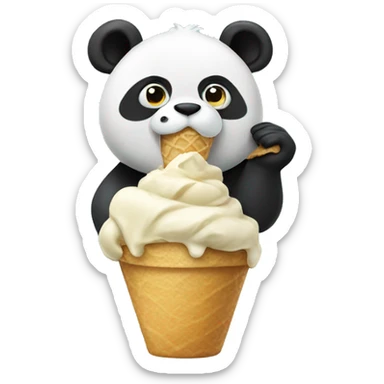 Panda eating ice cream sticker