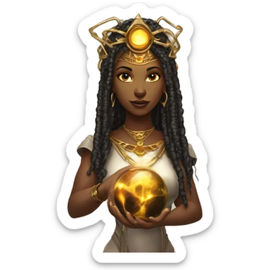 Technomancy Goddess is a mystical being who controls both magic and technology. She can cast spells on technological networks. Her powers blend the ancient art of magic with advanced cybernetics and technology. She can command machines sticker