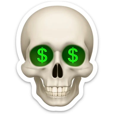skull with reen dollar sign eyes sticker