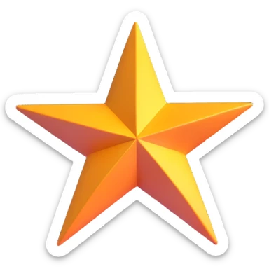 4-pointed star, three-dimensional, in a cartoon style, on a white background, bright colors, with a perspective composition, high saturation, prominent details, floating effect, lively atmosphere sticker