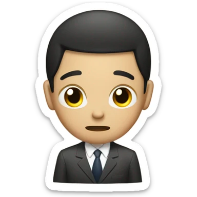 Asian rice farmer wearing suit sad face sticker