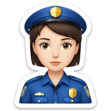 Brunette short Hair Girl Police Officer  sticker