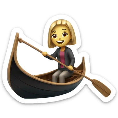 Gondola boat on water with happy girl with closed eyes sticker