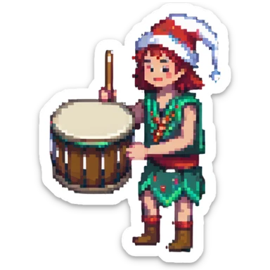 person beating a drum for sahur, festive night sticker