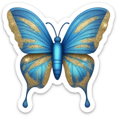 A blue butterfly in glitter and gold sticker