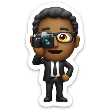 hombre negro  con su cámara tomando foto sticker
