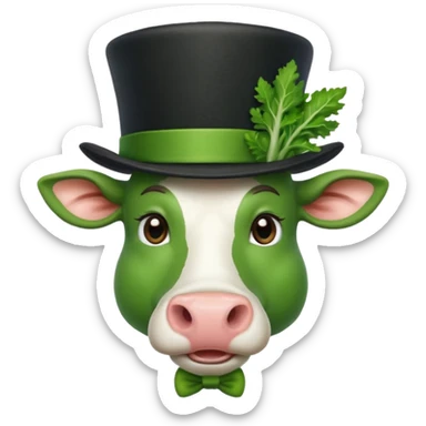green vegetable with a top cow hat sticker