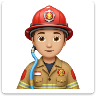 firefighter in uniform holding hose sticker