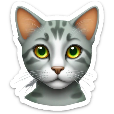 Green eyed cat grey and orange sticker