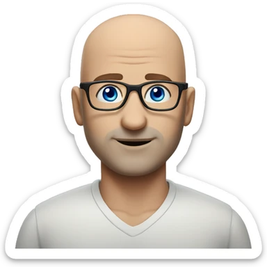 a bald man with blue eyes wearing glasses is naturo character sticker