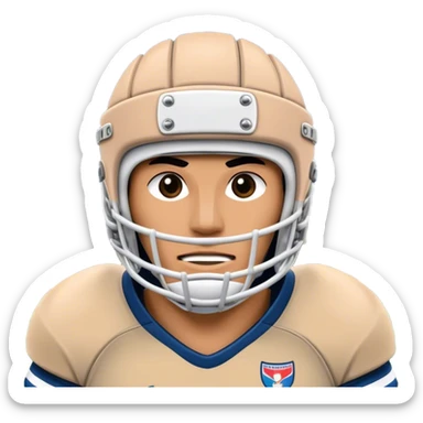 Cinematic Realistic image of rugby headgear with detailed padding and rugged design elements, set against a blurred stadium background with bold, high-contrast lighting that highlights its protective design sticker