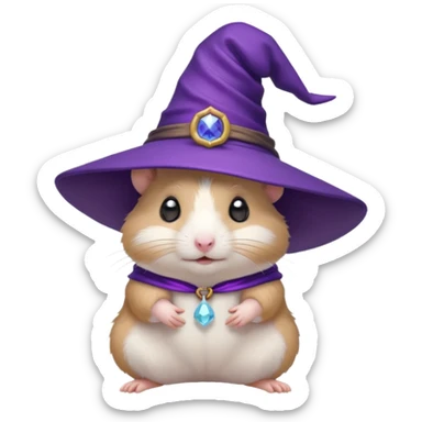 cute hamster wearing a purple witch hat sticker