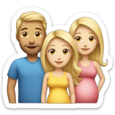Family;blonde-haired-pregnant-mother, blonde-haired-child, black-haired-dad sticker