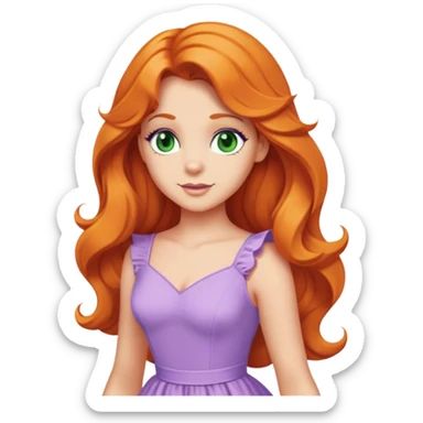 daphne blake long orange wavy hair, green eyes and cute lilac dress from scooby doo  sticker