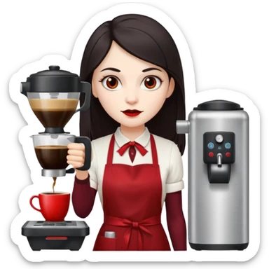 Vampire Barista with a coffee maker Infront    sticker