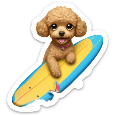 Golden toy poodle on a surf board sticker