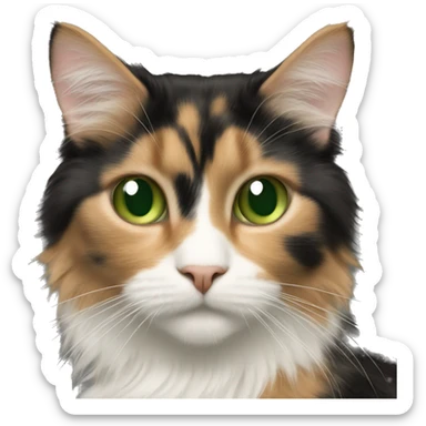 Calico long haired cat green eyes sticker