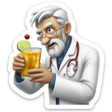 Clow doctor drinking disgusting drink  sticker