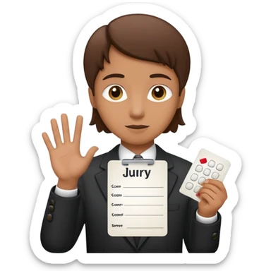 a jury member handing over a score card, simple, expressive, no text on card sticker
