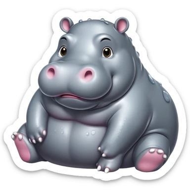 Fat cute shiny hippopotamus sticker