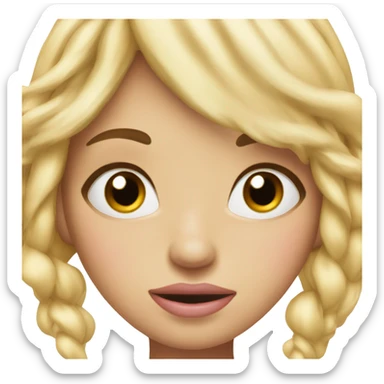 a blonde girl, with a big mouth, long eyelashes, pink blush and freckles sticker