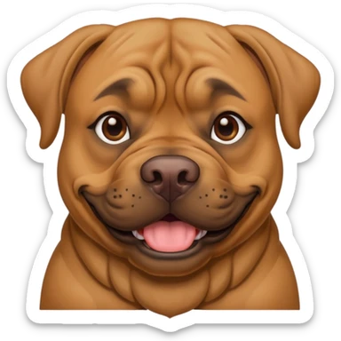 Large light brown bull mastiff with a sweet smile  sticker