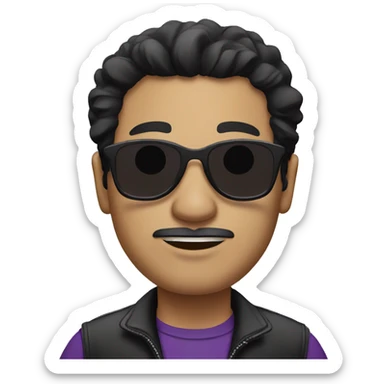 A man with black hair and purple shades sticker