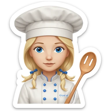 Long Blonde hair blue eyed female chef sticker