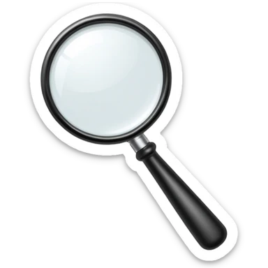 classic magnifying glass with round glass part and short black handle sticker