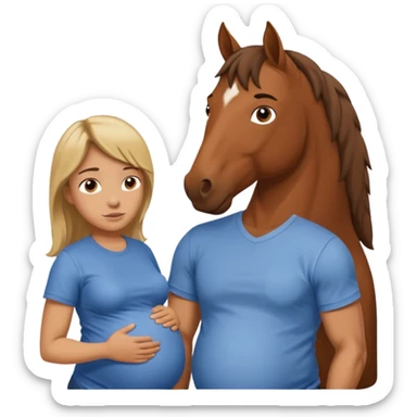 pregnant man  with horse sticker