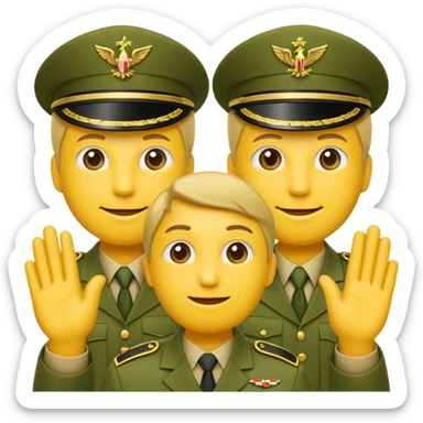 Eine salutierenden Emoji (Hautfarbe: gelb ); in  grünen Armee Klamotten; männlich; salutierend mit der rechten Hand und auf der Höhe der Stirn sticker