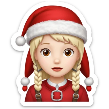 Girl in red Christmas hat with buckle accent.









































 sticker
