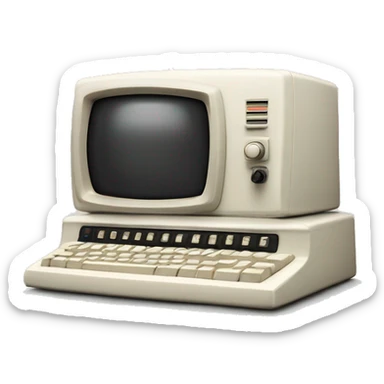 Old white Crt 1950s with keyboard sticker