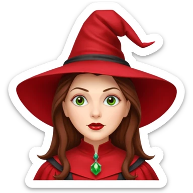 Wicked Witch of the East from the Wizard of Oz with long brown hair, red outfit sticker