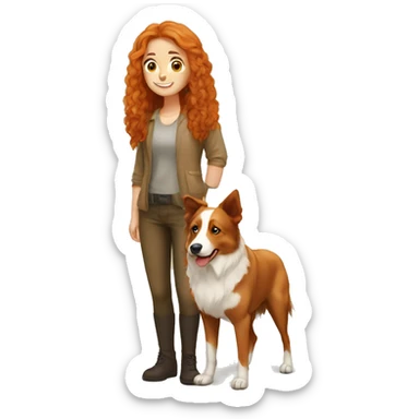 Ginger girl with a Australien Shepherd  sticker