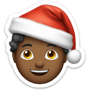 boys smiling indoors together with Santa hats sticker