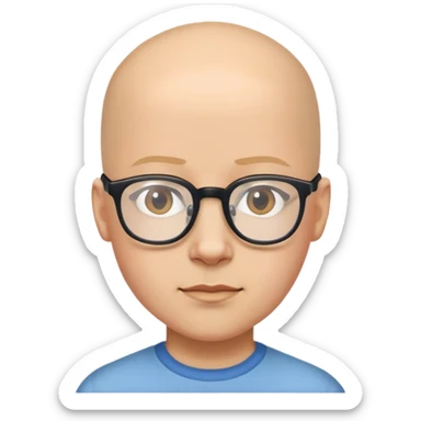 bald boy with glasses indoors sticker