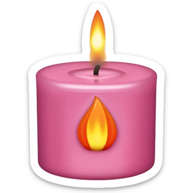 Draw a pink, Pixar-style candle with a flame. The candle should be visible from the front and top. sticker