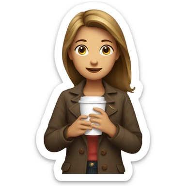 A girl drinking coffee sticker