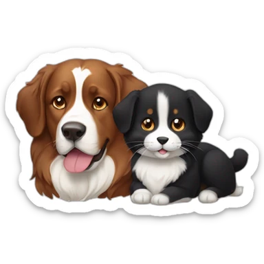 A brown and black cat without white poiles next to bernese dog sticker
