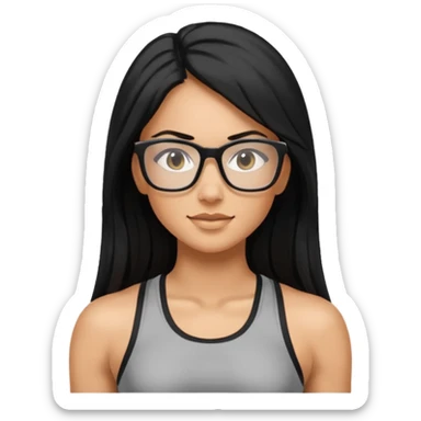Mujer fitness con lentes y cabello largo negro sticker