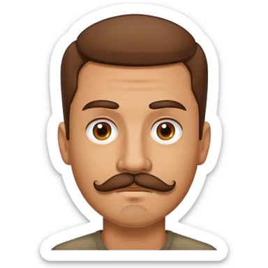 Un homme avec une moustache et un bouc mal raser cour couleurs brune  sticker