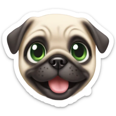 Cute Baby pug with big green eyes happy  sticker