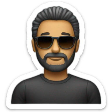 Hacker con barba y gafas de 50 años de pelo oscuro sticker